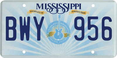 MS license plate BWY956