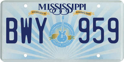 MS license plate BWY959