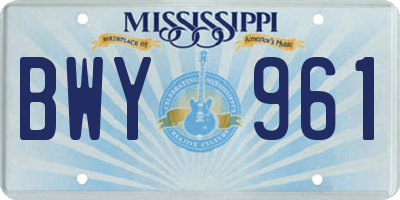 MS license plate BWY961