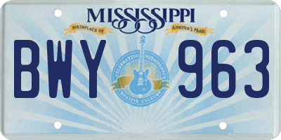 MS license plate BWY963