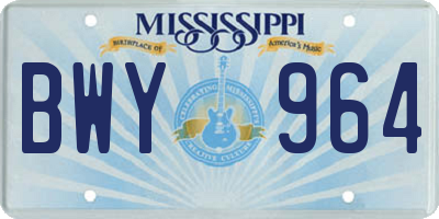 MS license plate BWY964