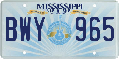 MS license plate BWY965