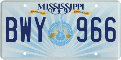 MS license plate BWY966