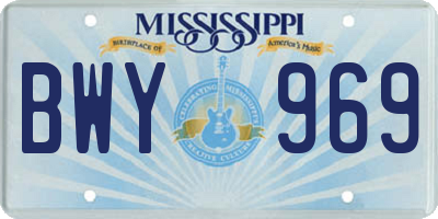 MS license plate BWY969