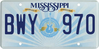 MS license plate BWY970