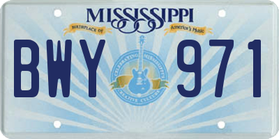 MS license plate BWY971
