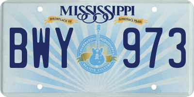 MS license plate BWY973