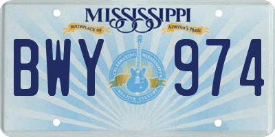 MS license plate BWY974