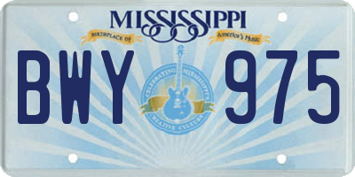 MS license plate BWY975
