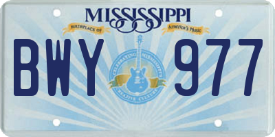 MS license plate BWY977