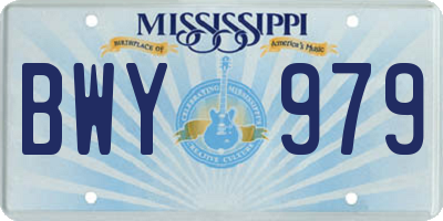 MS license plate BWY979