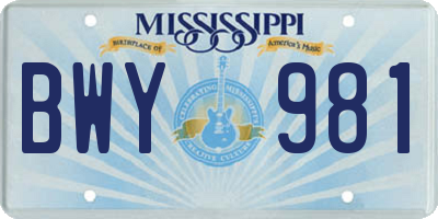MS license plate BWY981