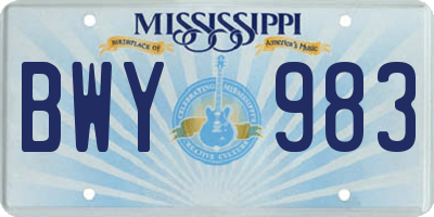 MS license plate BWY983