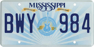 MS license plate BWY984