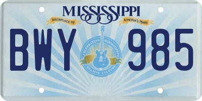 MS license plate BWY985