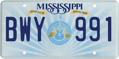 MS license plate BWY991