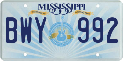 MS license plate BWY992