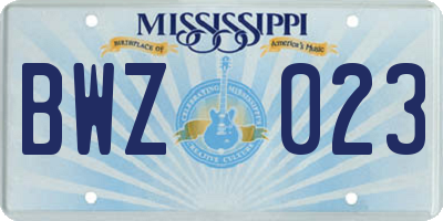 MS license plate BWZ023