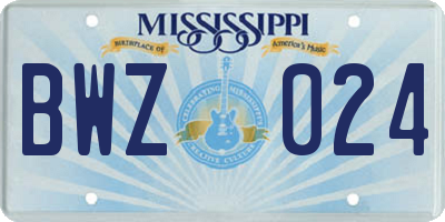 MS license plate BWZ024