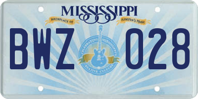 MS license plate BWZ028