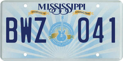 MS license plate BWZ041