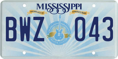MS license plate BWZ043