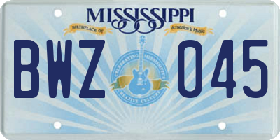 MS license plate BWZ045