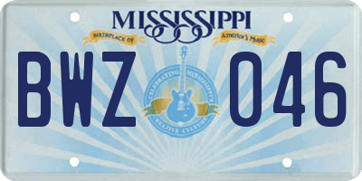 MS license plate BWZ046