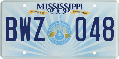 MS license plate BWZ048
