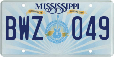 MS license plate BWZ049