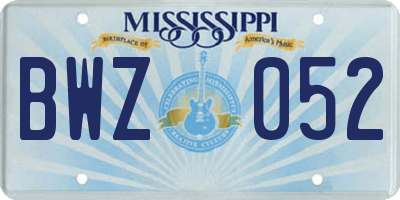 MS license plate BWZ052