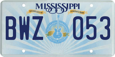 MS license plate BWZ053