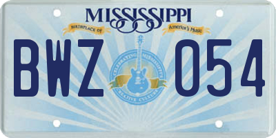 MS license plate BWZ054