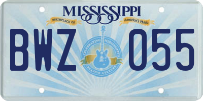 MS license plate BWZ055