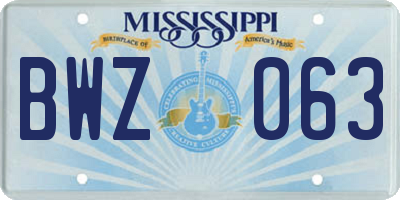 MS license plate BWZ063