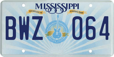 MS license plate BWZ064