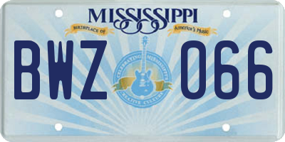 MS license plate BWZ066