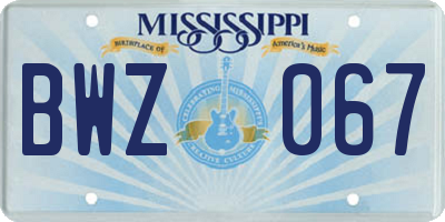 MS license plate BWZ067