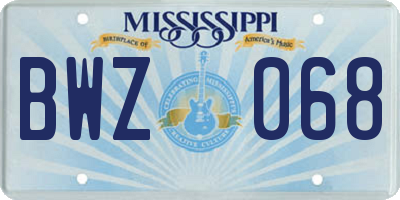MS license plate BWZ068
