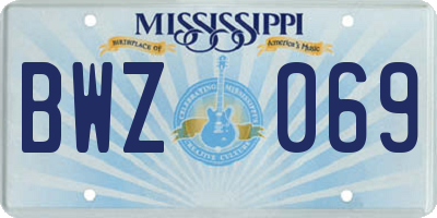 MS license plate BWZ069