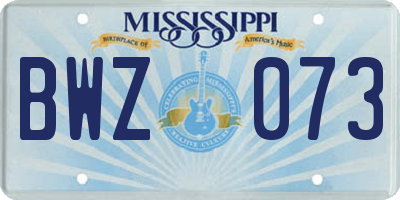 MS license plate BWZ073