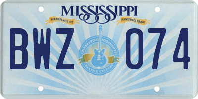 MS license plate BWZ074
