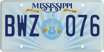 MS license plate BWZ076