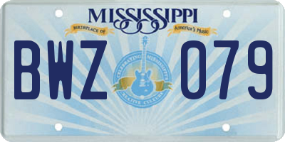 MS license plate BWZ079