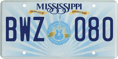 MS license plate BWZ080
