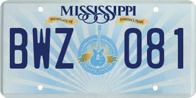 MS license plate BWZ081