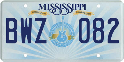 MS license plate BWZ082
