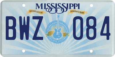 MS license plate BWZ084