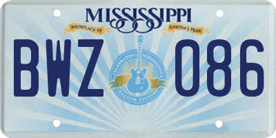 MS license plate BWZ086
