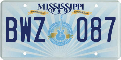 MS license plate BWZ087